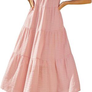 Women’s Summer Midi Dress Sleeveless Boho Casual Flowy Pockets 2024